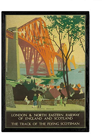Nacnic Vintage Poster London Bridge. Blätter für Interieur mit klassischen und antiken Werbebildern zu dekorieren. Gemälde Retro-Dekor. A3