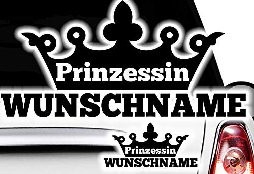 HR-WERBEDESIGN 1x WUNSCHTEXT/Name 15cm Breit Aufkleber Auto Domain Prinzessin Schriftzug