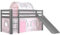 Vipack Spielbett Pino inkl. Rutsche mit Textilset Vorhang und Tunnel Birdy Kiefer massiv grau lackiert