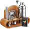 Mixology, kit da barista con supporto, set da 19 pezzi, set shaker per cocktail, set miscelatore per bevande per bar di casa con tutti gli accessori da bar, set di strumenti da bar, kit per cocktail,