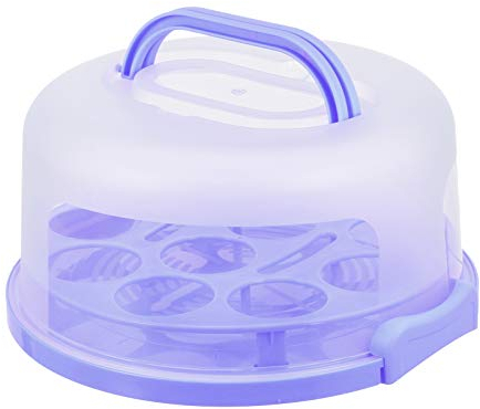 Cabilock Cake Container Cupcake Carrier Box Holder with Handle Round Pie Saver Cupcake Container For Cupcakes Baking Food Storage Case 10 inch (Purple) Wedding Cake Stand