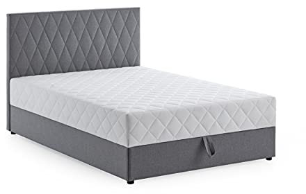 Atlantic Home Collection Stauraumbett Benita, mit Taschenfederkern 100 x 200 cm Hellgrau