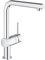 GROHE Minta - Kitchen Sink Pull-Out Dual Spray Mixer Tap (High L-Spout, 360° Swivel Range, 46mm Ceramic Cartridge, Integrated Non-Return Valve, Tails 1/2 Inch), Size 328 mm, Chrome, 31861000