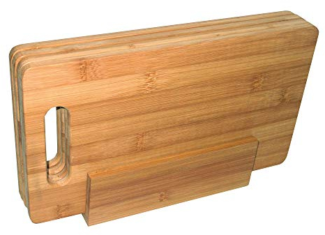 Point-Virgule 4 Planches en Bambou pour charcuterie, Petit déjeuner ou apero avec Support, 28x17cm
