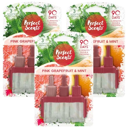 3 x Perfect Scents 3 Scents Pink Grapefruit & Mint Air Freshener Refill - Compatible with 3volution (3 Packs of 3x20ml)