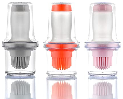 YGMXZL 3 Pièces Bouteille d'Huile Avec Pinceau à Badigeonner,D'huile Bouteille de Silicone avec Brosse pour Pinceaux à Pâtisserie Brosse à Barbecue
