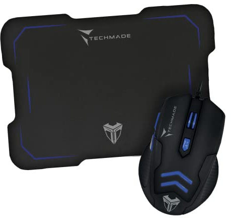 TECHMADE MOUSE USB CON FILO +MOUSEPAD GAMING TM-M016 (Blue)