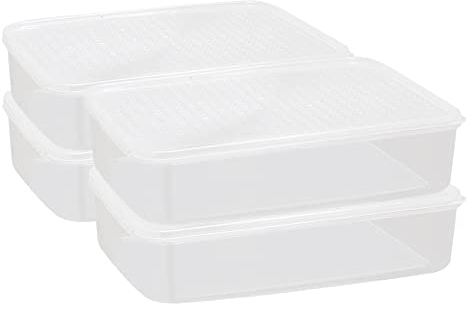 Cetomo 1.1L*4 Gefrierdosen, Frischhaltedosen, Gefrierbehälter mit Deckel, Behälter Gefrierschrank fur Kühlschrank, Gefriergeeignet, Mikrowellengeeignet, BPA-freier Kunststoff, Klar, 1.1L-4er Set