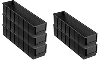 SparSet 5x Leitfähige Industriebox 400 S | HxBxT 8,1x9,1x40cm | 2,2 Liter | ESD, Sichtlagerkasten, Sortimentskasten, Sortimentsbox, Kleinteilebox