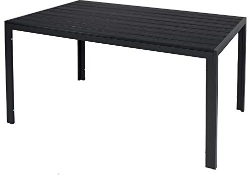 Mojawo Wetterfester Aluminium Gartentisch anthrazit/schwarz Esstisch Gartenmöbel Tischplatte WPC Holzimitat witterungsbeständig, Maße Tische:180cm x 90cm