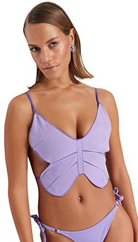 Trendyol Camicetta da Donna con Scollo a V Dritta Camicia, Lilla, 72