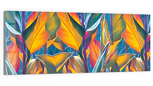 DEQORI Glasbild Echtglas | Motiv Exotisches Blättermeer | horizontal einteilig 150x60 cm | schöne Dekoration | Wandbild für Wohnzimmer, Schlafzimmer, Flur & Küche | moderne Wanddeko
