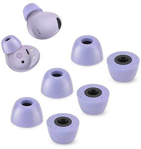 Memory Foam Tips for Samsung Galaxy Buds 2 Pro, No Silicone Eartips Pain, Anti-Slip Replacement Ear Tips, Fit in The Charging Case, Reducing Noise Earbuds, 3 Pairs (Small, Violet)