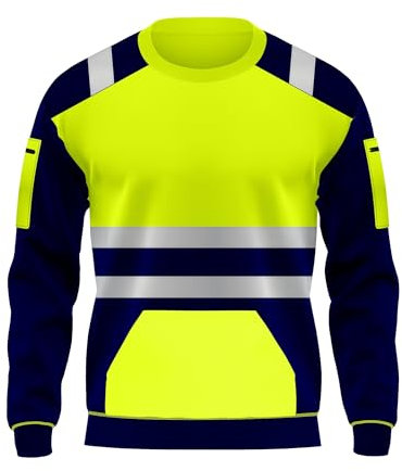 trending babz Felpa girocollo in pile ad alta visibilità, con scollo rotondo, morbida e calda, taglie S-XXL, Giallo Navy, S