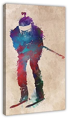 QITEX Bilder auf Leinwand Wand Dekor Abstrakt Sport Poster Biathlon Leinwand Bild Poster Wohnzimmer Schlafzimmer Dekor Büro Schlafsaal Dekor 30x40cm (Kein Rahmen)