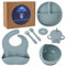 Baby Feeding Silicone Set, Weaning Kit with Suction Plate, Bowl, Adjustable Bib, Utensils Set - Perfect for Infant & Toddler Mealtime, Non-Slip Dishware, BPA-Free, Easy Clean (Blue)