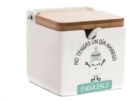 UNIMASA Azucarero de Cocina de Cerámica con Tapa de Bambu Diseños Originales