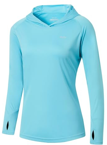 WILLIT Damen Laufshirt UPF 50+ Sonnenschutz Hoodie Sportshirt UV Shirt Langarm Wandern Angeln Outdoor Shirt Schnelltrocknend Leichter Hoodie Blau XL