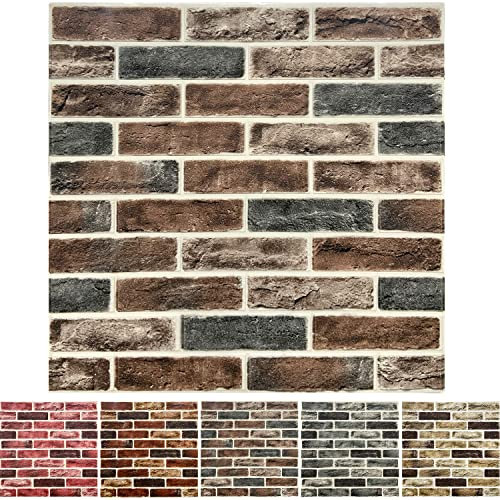 Lot de 10 panneaux muraux 3D de 50 m² - Papier peint imitation brique 3D à décoller et à coller - Marron - Papier peint 3D autocollant 3D