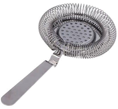 Colador de Barra Bartender Bartending Barstrainer Cubos de Hielo Filtro de Hielo de Morera de Malla con Colador de Cóctel para Cuchara de Filtro Espaciador de Hielo (chapado en negro)