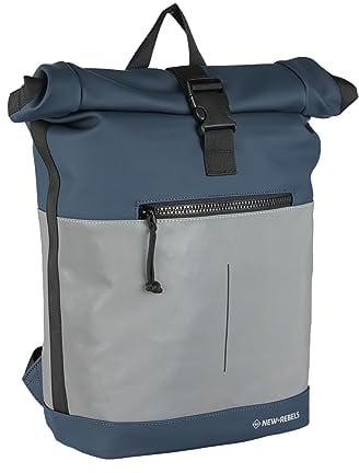 New Rebels Bowie New York Marineblau 21L Rucksack Rolltop Reflektion Wasserabweisend Laptop 15.6
