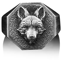 BySilverStone Jewelry Oxidierter Fuchs-Herrenring Aus Sterlingsilber, Handgemachter Fuchs-Mann-Ring, Achteckiger Signet-Mann-Ring, 925Er Silber-Fuchs-Ring, Tier-Hochzeits-Männer-Geschenkringe