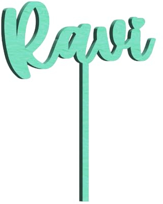 Cake Topper mit Wunschnamen personalisiert Torten Kuchen Deko Tortenstecker - aus Holz oder Acryl, superfeine hochwertige Gravur, Größe: 10 bis 25 cm (Birke Multiplex-mint)