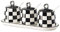 langjiao Storage Jars - Checkerboard Grid Condiment Pots Container With Spoon & Lid, Simple Ceramic Spice Jar Set With Label And Tray, Porcelain Seasonings Organizer-Ⅲ-black and white (Color : White)