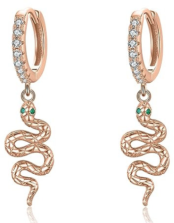 Schlange Ohrringe, 925 Sterling Silber Vintage Schlangen Huggie Creolen Ohrringe Schmuckstücke für Frauen