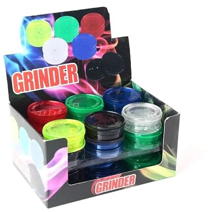 anglerholics Plastic Herb Grinders, 3 Part Grinder (40mm) Sharp Shark Teeth, 3 Piece Random Assorted Colours, Portable and Pocket Size, Smell Proof Airtight Stash Compartment New 2023 Design