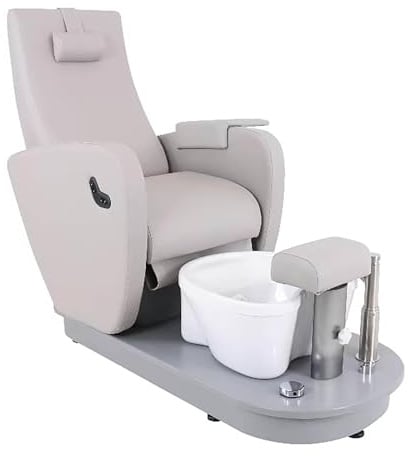 physa wellness & lifestyle Havana Fußpflegestuhl elektrisch mit Fußwanne 105 W 200 kg grau Rückenlehne neigbar: 105-140° eingebaute Ablasshahn Brause Kosmetikliege Pedikürestuhl Stuhl für Fußpflege