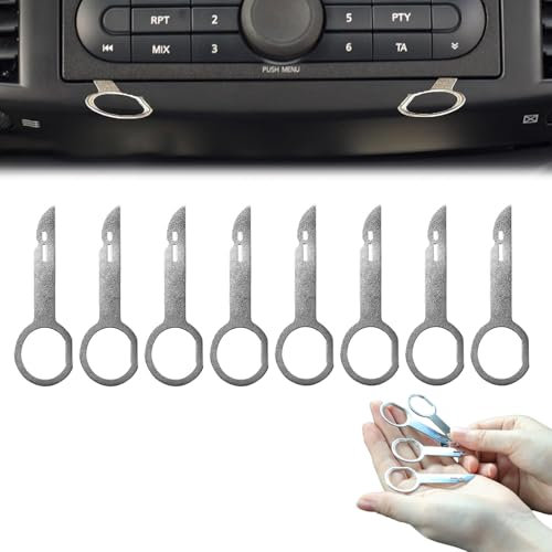 8 PCS Car Radio Removal Tool Car Stereo Removal Tools Car Radio Release Keys Extraction Tool Radio Removal Tool Key Tool with Easy Grip Handles Compatible Car Radio Removal Tool Key
