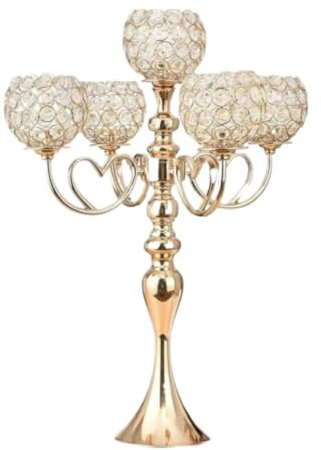 Candelabros Porta Velas Decorativas Candelabro de Cristal de 5 Brazos, candelabro Moderno con Gota de Cristal Colgante para Cena Candelabros Decorativos De Velas