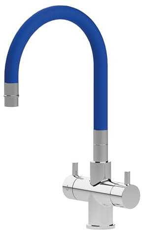 Rubinetto da cucina Sottofinestra con canna snodabile 4 vie Shurity Snake 3/8” (Cromo/Blue)