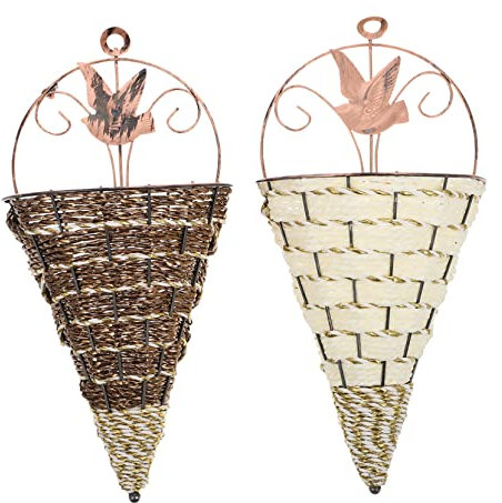 Zerodeko 2 Stücke Dreieck Hängen Rattan Blume Korb Retro Stil Hängen Für
