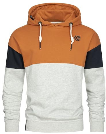 Indicode Herren INZiggy Sweatshirt mit Kapuze | Hoodie Kapuzenpullover für Männer Toffee, M