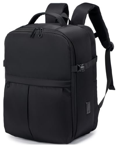 BAGZY Handgepäck Koffer 40x30x20 Wizzair, Reisetasche Flugzeug Wasserdicht Laptoprucksack 15,6 Zoll Rucksack für Kurztrips, Arbeit, Studenten, Schwarz