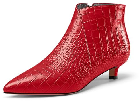 Castamere Donna Chiusa a Punta Basso Gattini Tacco Heel Cerniera Stivaletti Ufficio Casual Dress Stivali 3.5 CM Heels Rosso 37 EU