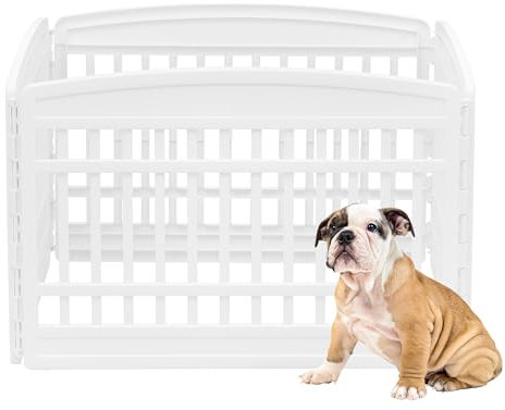 IRIS USA 61.0 cm 4-Panel Hund Laufstall 35x35x24 Welpenzaun Welpenlaufstall Hund Laufstall Indoor Haustier Zaun Kleine Haustiere Weiß