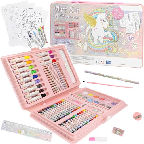 alles-meine.de GmbH XXL Stifte-Koffer - viele Motive und Sets wählbar - Malkoffer mit Stiften + Filzstifte + Sticker + Stempel + Buntstifte + Wasserfarben + Öl Pastellkreide + Wa..