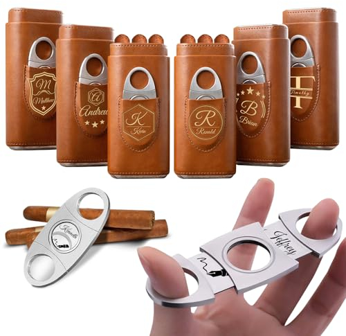 Estuche para puros personalizado, estuche para puros con cortador, regalo de propuesta de novio, mejor hombre, regalo del día del padre, regalo para marido, regalo para novio, regalo para él, marrón,