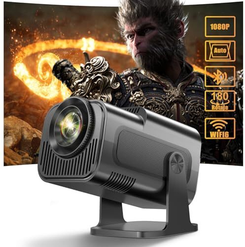 Proyector Portatil, Proyector Mini WiFi Bluetooth 1080P Full HD Nativo Soporte 4k, Auto Keystone Android 11.0 Integrado, Giratorio Proyector de Movil Cine para PC/Teléfonos/HDMI/USB