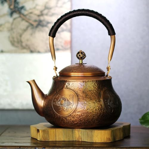 Bouilloire à Thé En Cuivre Pour Cuisinière, Théière En Cuivre Massif Faite à La Main, Théière En Cuivre Pur En Forme De Poire, Bouilloire En Cuivre