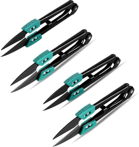 4 Stück Fadenschere scharfe Fadentrennschere breitegriffe U-Förmiger Schere Klingen aus Hartstahl für präzises Abtrennen von Faden