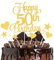 Tortenaufsatz-Set Happy 50th Birthday Glitzernde Kuchendekoration aus Papier Glitzernde Cupcake-Bannerstäbe Gebäckdekor Schilder-Set für Jubiläumsparty-Zubehör