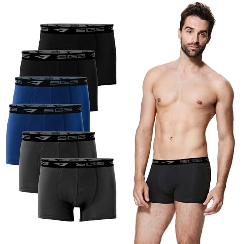 SGS Calecon Homme - Lot de 5 Boxer Homme Bambou Respirant, sous-Vêtement Idéal pour Sport et Quotidien, Effet Anti-Transpiration