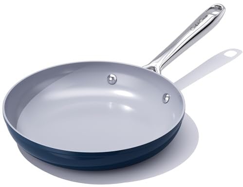 CookinCraze Nonstick Ceramic Frying Pan 8 Inch for Induction Cooktop - Non Toxic PTFE/PFOA/PFAS Free, Oven & Dishwasher Safe up to 500°F - Non Stick Small Egg Skillet with Stay-Cool Handle - Navy Blue