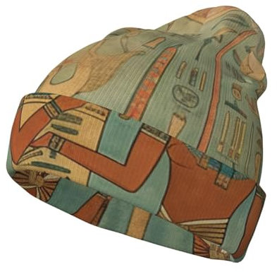 WAFICAC Beanie-Mütze mit Aufschrift „Frauen im Alten Ägypten für Männer und Frauen, Strickmütze, Wintermütze, Beanie-Mütze mit Bündchen, Totenkopfmütze, Uhrenmütze