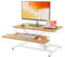 ERGOMAKER Steh-Sitz Schreibtischaufsatz Höhenverstellbar, Stehpult Aufsatz Schreibtisch 64 X 40CM Desktop Erhöhung mit Tastaturablage Helles Rustikalbraun