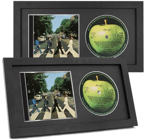 FramePro CD Regal Schaukasten CD Ständer Schrank Aufbewahrung Schaukasten Rahmen Schallplattenregal Schallplatten Aufbewahrung Musikrahmen 36,2x19,61 cm Echtglas Schwarz 2 Stück